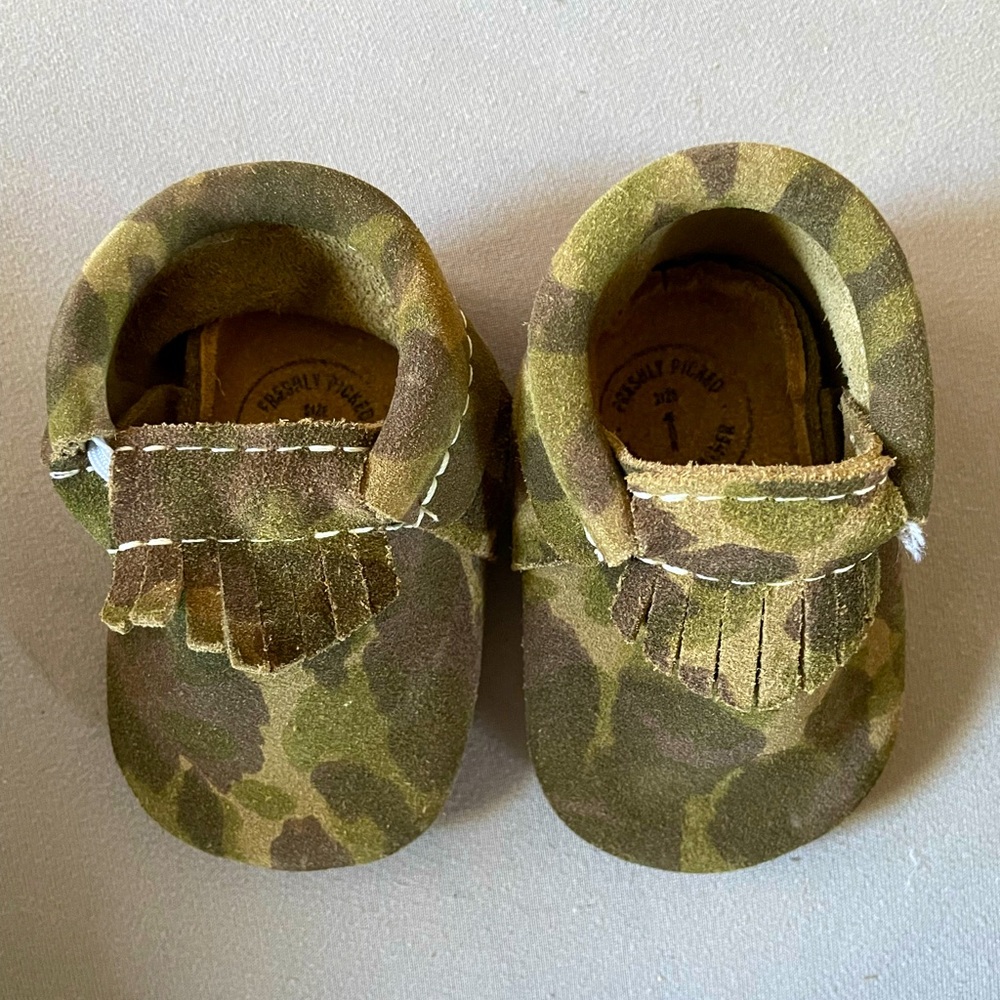 Camo Genuine Leather Baby Moccasins